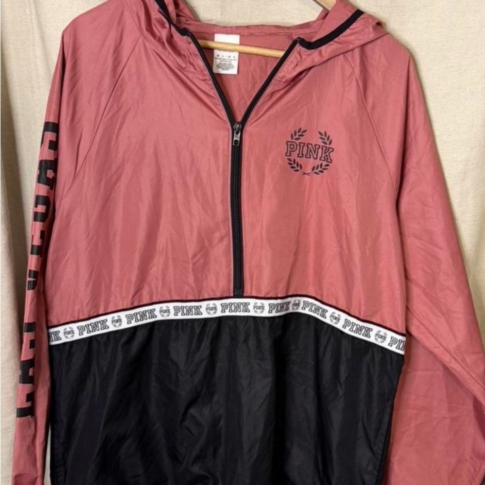 PINK Victoria's Secret Coral and Black Zip Hoodie